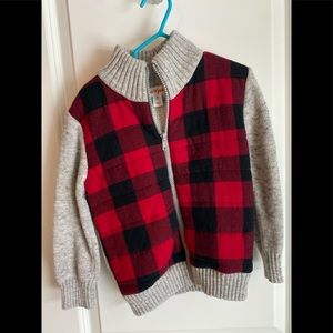 Grey/Buffalo print zip up sweater